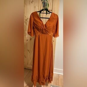 Chic Rust Long Sleeve Dress